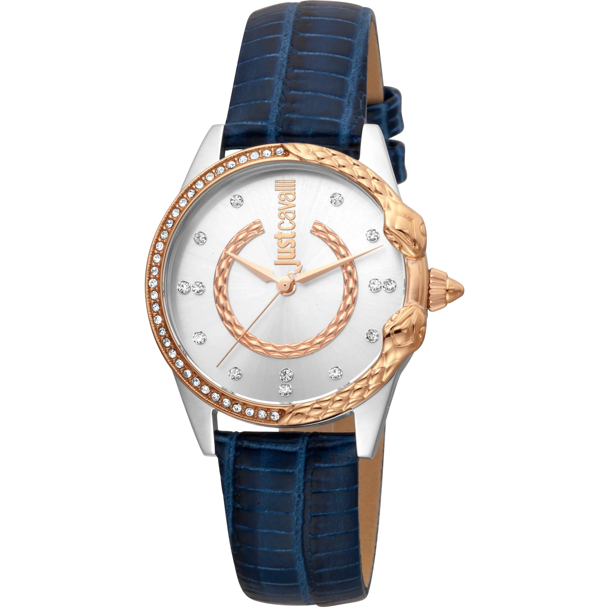 JC Giro Leather Blue Silver Serpente Zircons