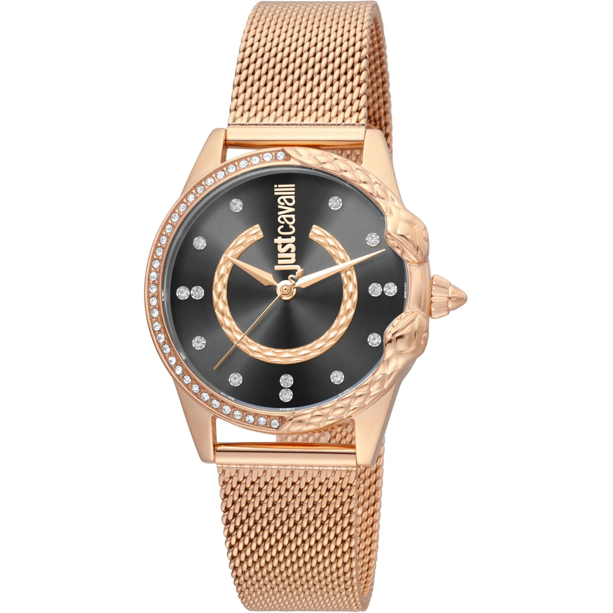 JC Giro Steel Rose Gold Black Serpente Zircons