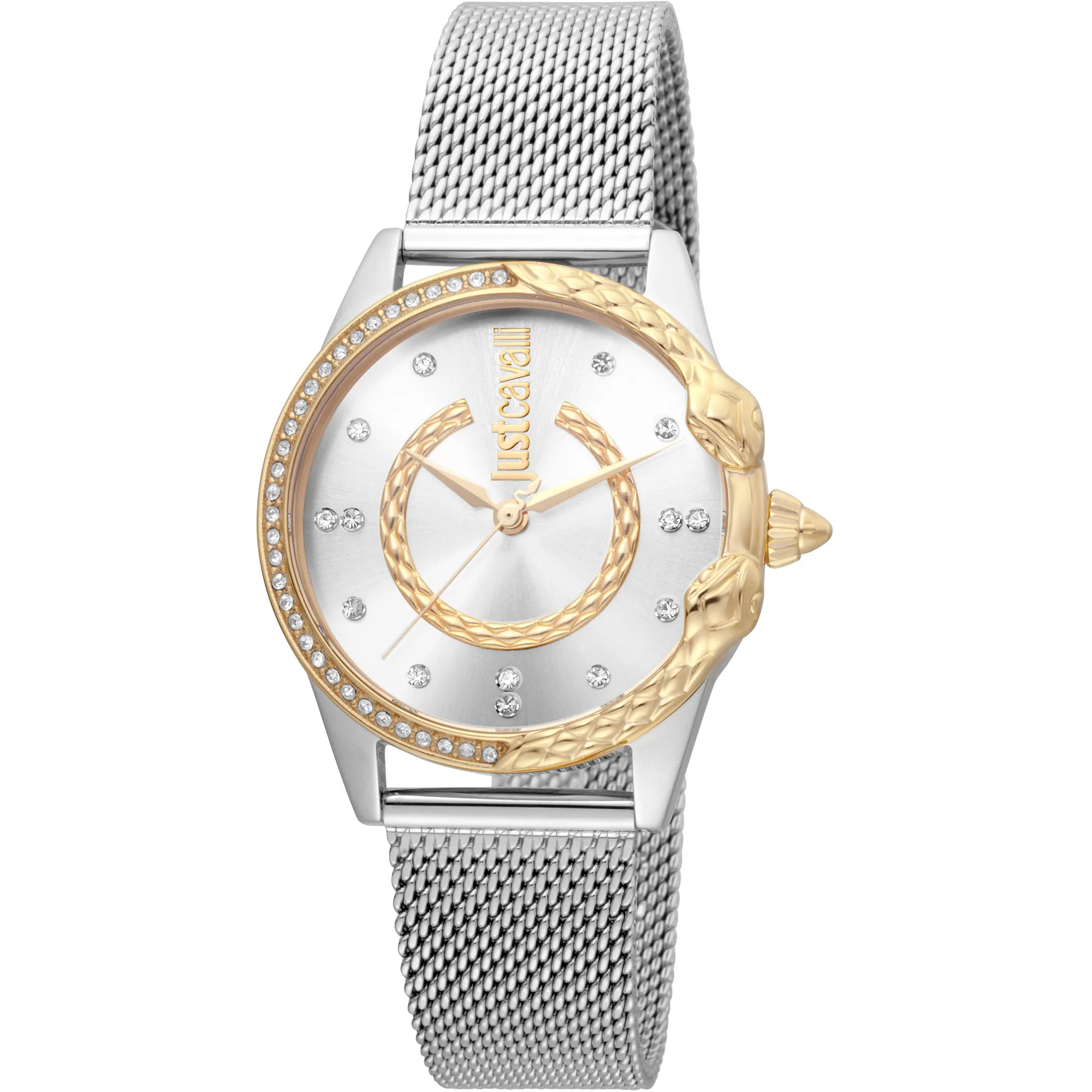 JC Giro Steel Silver Yellow Gold Serpente Zircons