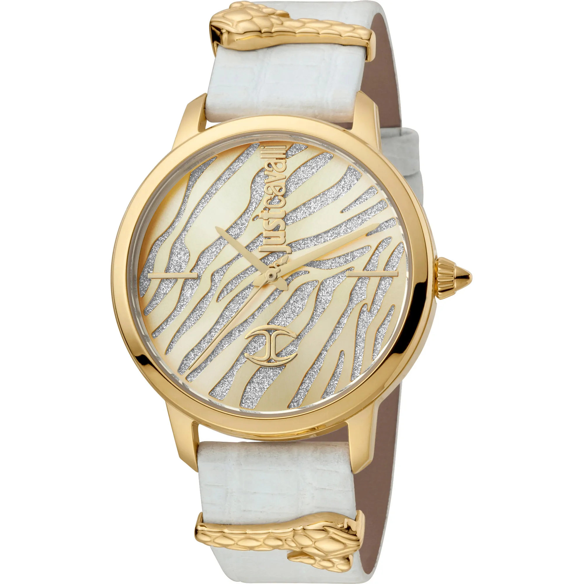 Just per me Leather White Yellow Gold Zebra Glitter