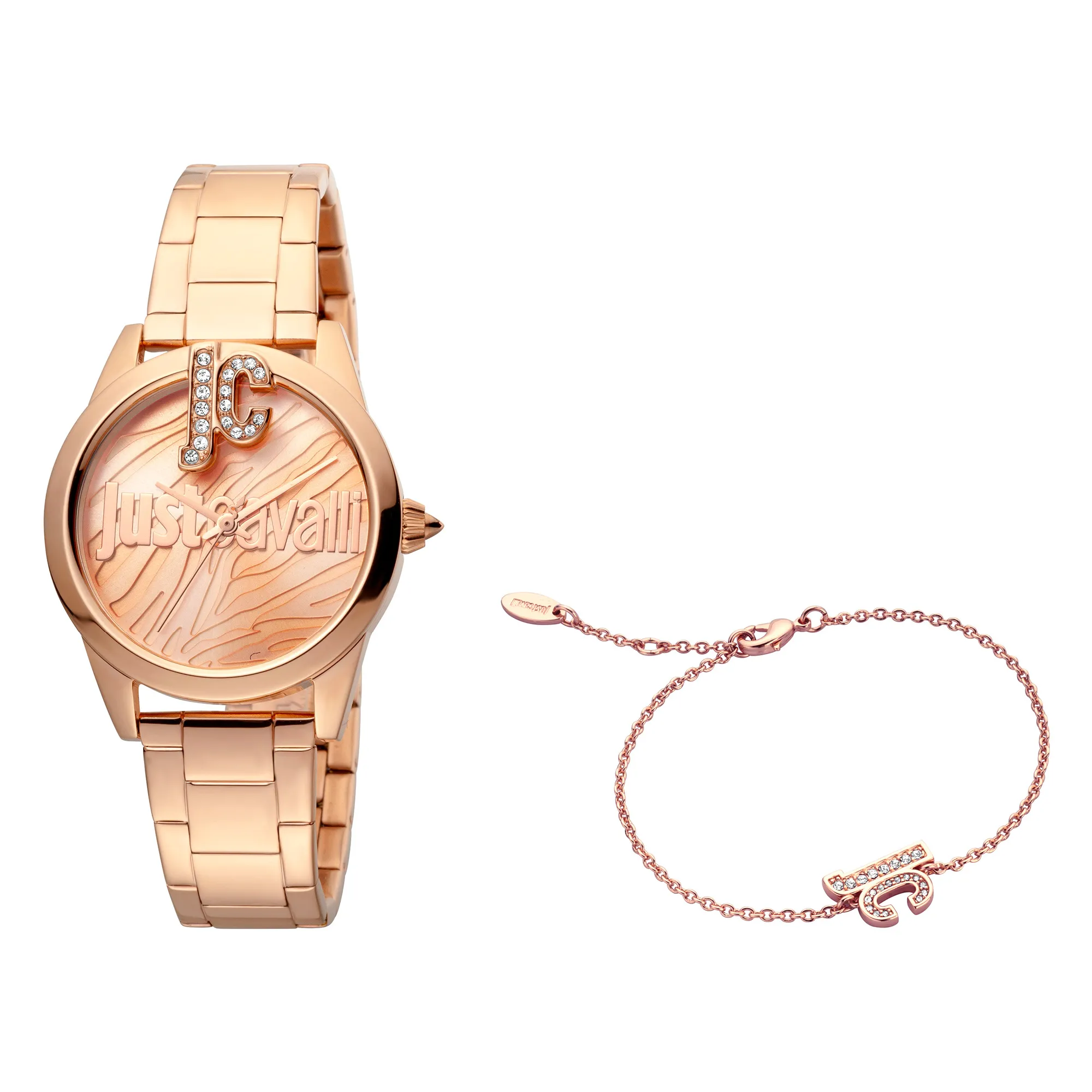 Logomania SET Steel Rose Gold Zebra Zircons