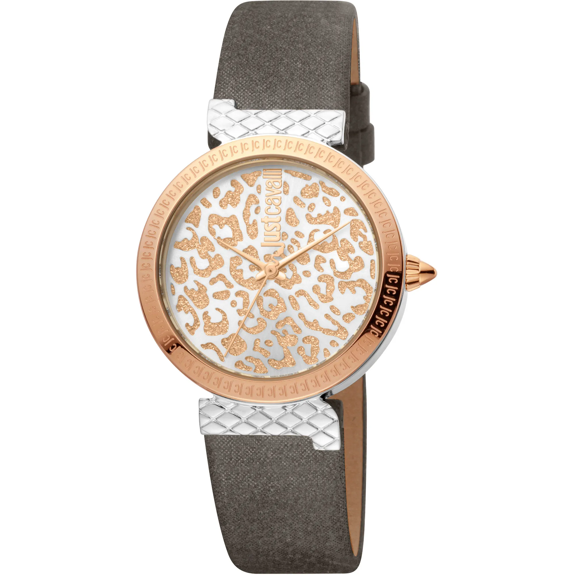 Vibrazioni Leather Grey Rose Gold Leopard Glitter